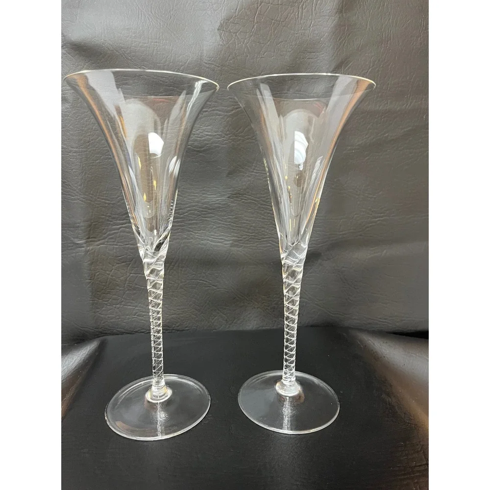 Villeroy and Boch Gallo Air Twist Stem Aquavit Glasses Trumpet Flutes 2 Pcs